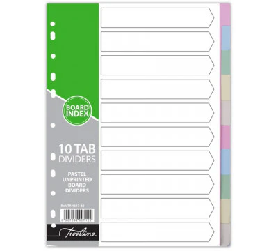 [PP0858] A4 10 TAB PASTEL BOARD DIVIDERS