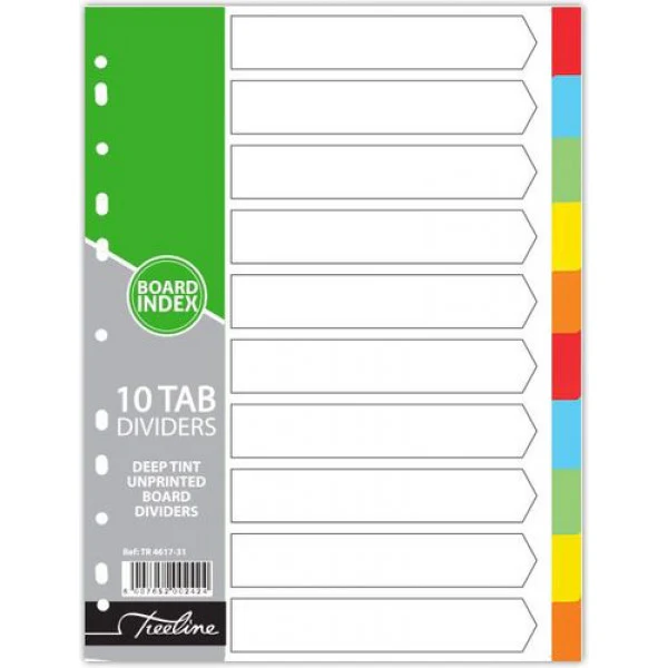 [PP0876] A4 DIVIDERS BRIGHT BOARD 10 TAB R/BOW
