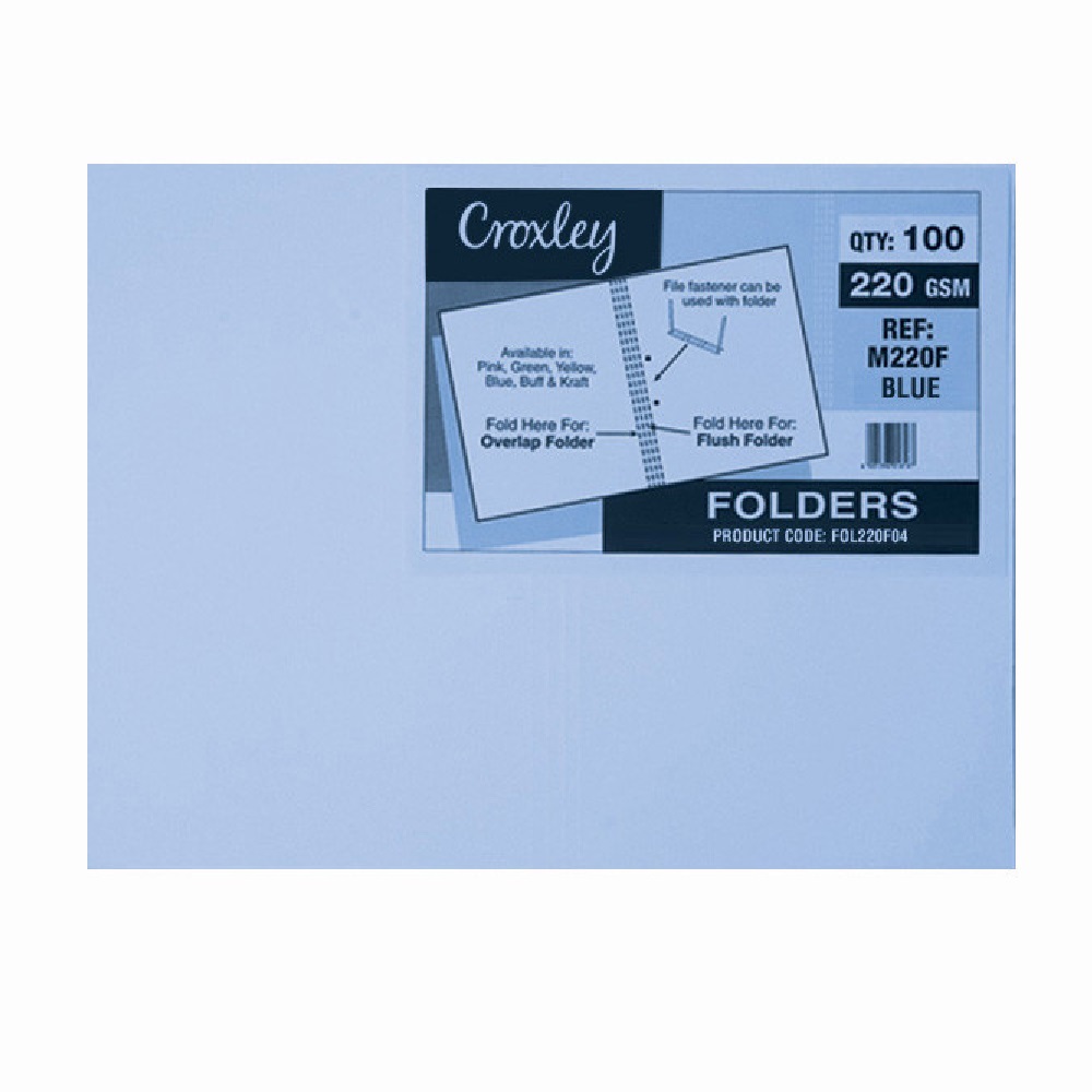 [PP1052] CROXLEY MANILLA FOLDERS BLUE 220G PK100